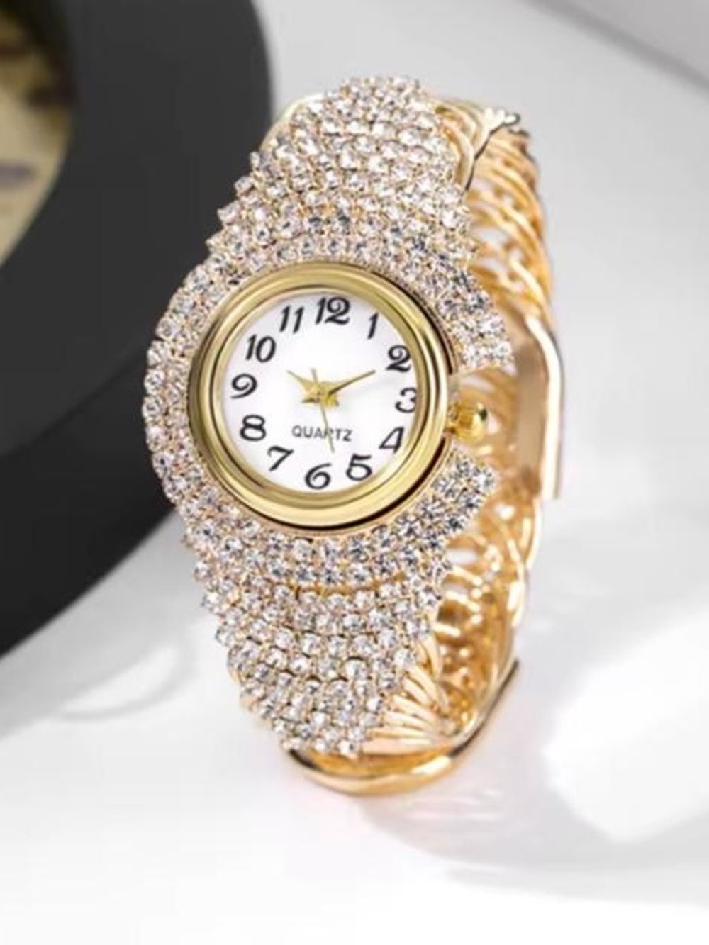 New Gold Crystal Pavรฉ Bracelet Watch
